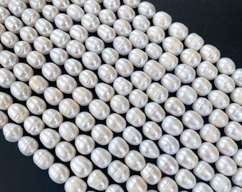 10-11mm Irregular Ellipse Rice Beads Cultured Fresh Weater pearl,Fresh Water Pearls Jewelry, Bridesmaid Party Gift,Strand Wholesale Supplier