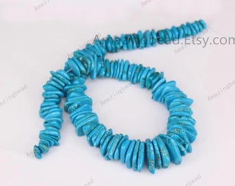 Approx 130pcs/strand,Spacer Heishi Magnesite Turquoise Beads Bulk,Blue Howlite Turquoise Slab Freeform Disc Beads Pendant Necklace Making