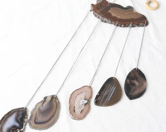 Natürliche Achat Windspiel Suncatcher Achat Scheibe Windspiele Edelstein Kristall Geschenk Fenster Dekor Modeschmuck