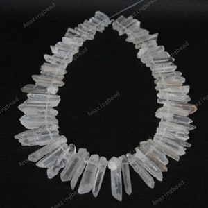 A-grade of strand White Raw Clear Rock Quartz Crystal Points Beads,Top Drilled Rough Quartz Gemstone pendants Bead Craft Supplies