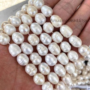 11-12mm Irregular Ellipse Rice Beads Cultured Fresh Weater pearl,Fresh Water Pearls Jewelry, Bridesmaid Party Gift,Strand Wholesale Supplier
