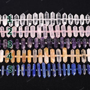Double Stick Points Pendants,Natural Stones Matted Quartz,Rose Quartz,Red Quartz,Citrine Yellow Quartz,Faceted Nugget Beads Crystal Necklace