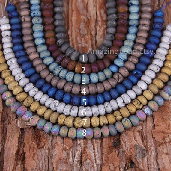 8colros for Choice,titanium Druzy Geode Rondelle Beads Cabochon