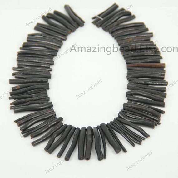 Full Strand Tiny Natural Black Coral Gems Branch Shape Pendants