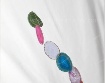 Mixed-color Agate Windchime Suncatcher Agate Graduated Slice Wind Chimes Gemstone Home Window Decor Festival Gifts
