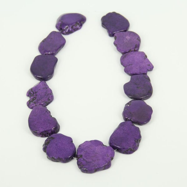 Approx 12pcs strand Purple Howlite Turquoise Drilled Slab Beads Pendants Jewelry,Raw Magnesite Stone Slice Craft Necklace Supplies Wholesale