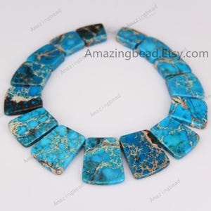 Large Size,Natural Green Sea sediment Jasper Beads,Graduated Trapezoid Statement Emperor Stone Necklace
