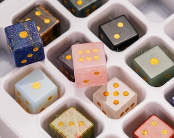 Natural gemstone dice, Crystal carving dice, Hand carved crystal dice, Crystal quartz dice game tools.