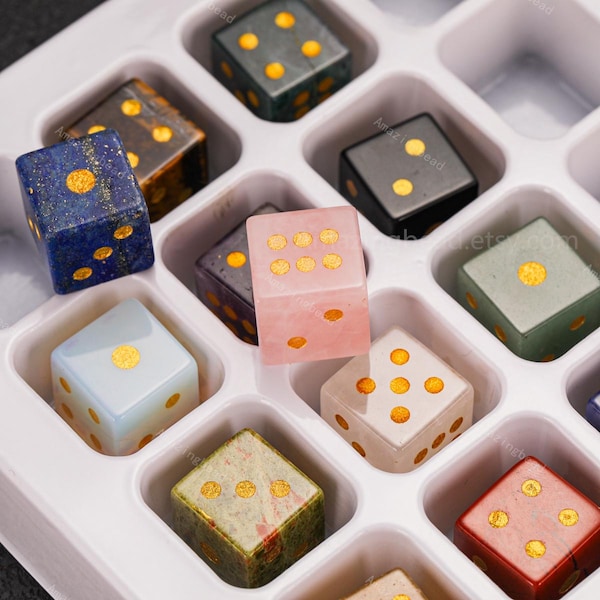 Natural gemstone dice, Crystal carving dice, Hand carved crystal dice, Crystal quartz dice game tools.