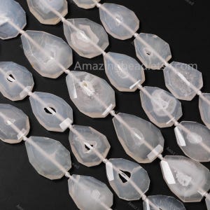 Polished Raw Agate Freeform Slab Loose Beads, Center drill ,Smooth Waterdrop Slice beads, Natural Gemstone slab beads for Jewelry Making.