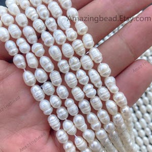 4-5mm Oval Irregularity Straight Hole  Freshwater Pearl Rice Beads Natural Gemstone Rice Beads,Loose Pearl Strand, DIY Jewelry