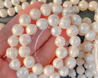 thumbnail interactive-video image 1 of Natural Freshwater Pearl Loose Beads – Rice Nugget, Baroque Style, 14-inch, Cultured No Enhancement 1 of 4