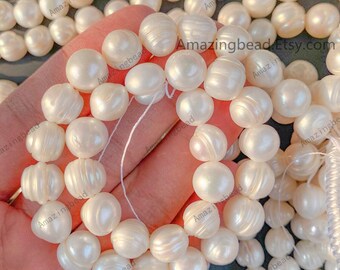 Natural Freshwater Pearl Loose Beads – Rice Nugget, Baroque Style, 14-inch, Cultured No Enhancement