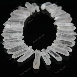 AAA-grade of strand White Raw Clear Rock Quartz Crystal Points Beads,Top Drilled Rough Quartz Gemstone pendants Bead Craft Supplies