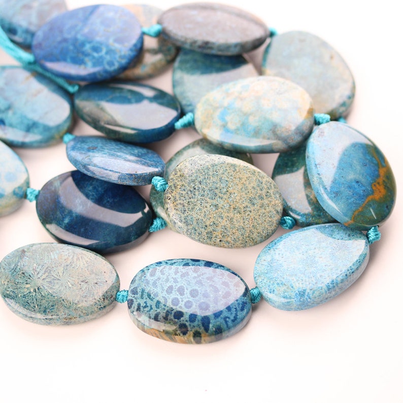 Polished Blue Coral Jade Stones Slabs Slice Beads Etsy