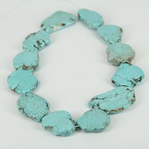 Approx 12pcs strand Blue Turquoise Howlite Slice Pendant,Slab Magnesite Gemstone Beads Necklace