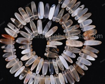 About 40 PCS,Full Strand,Long And Narrow Smooth Agate beads Pendants,Translucency Agate Beads Gemstone Beads Necklace Jewelry