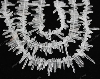 Small Size Natural Quartz Beads Necklace Crafts,Top Drilled Raw Rough White Crystals Beads