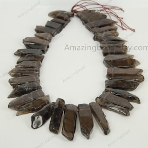 15.5 inches of strand Smoky Quartz Crystal Pendants Point Slice Slab Beads,Top Drilled Graduated Raw Citrine Stick Gemstone pendants Bead