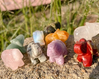 1" 23 Kind Stone Choice Mini Crystal Elephant Carved,Healing Crystal Gemstone Elephant Figurine Cute Animal Gift