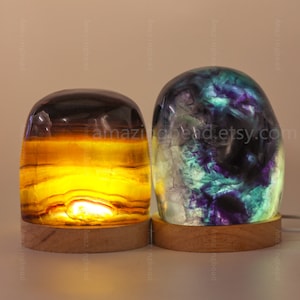 Amorphous Freeform Lamp,Healing Crystals Raw Stones Light Cute Decor,Amethyst,Rainbow Fluorite,Citrine,Gift to her,Wedding Supplies