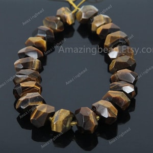 15.5 inches of strand Large Size,Tiger Eye Stone Drilled Faceted Nuggets Bead,Drilled Smooth Cut Gemstone Pendants Jewelry