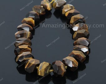 15.5 inches of strand Large Size,Tiger Eye Stone Drilled Faceted Nuggets Bead,Drilled Smooth Cut Gemstone Pendants Jewelry