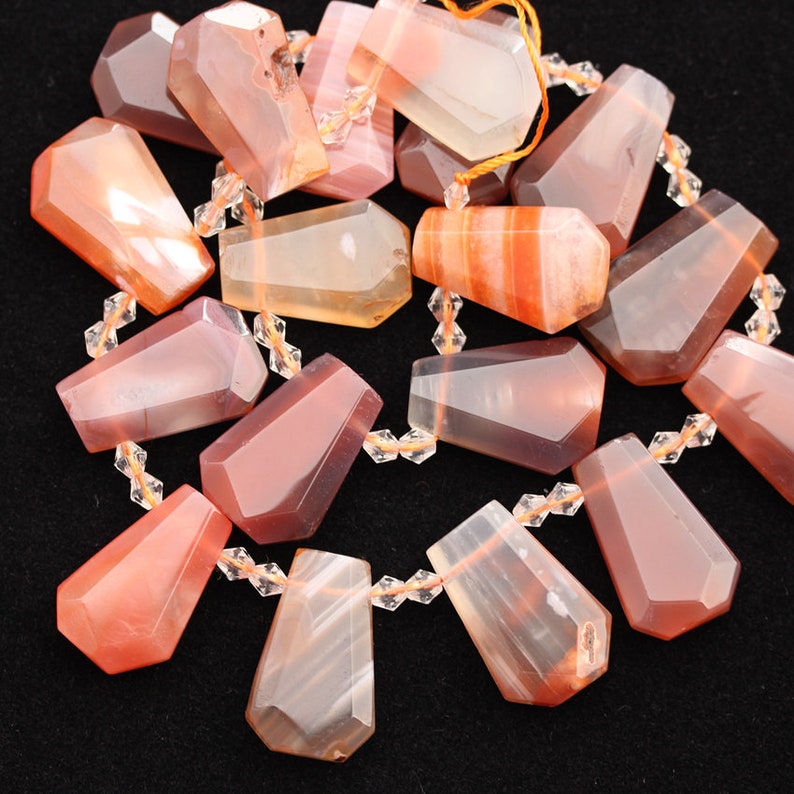 Smooth Faceted Natural Red Agate Slabs Beads,Top Drilled Raw Agate Slice Beads Charms Necklace