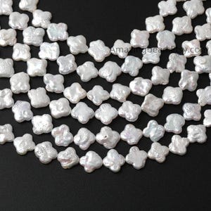 14x14mm,AAA Grade,genuine, Mother Of Pearl Four Leaf Clover Beads For Jewelry Making,Semi-Precious Gemstones, Priced per Strand,Top Quality