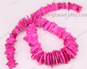 Bulk Freeform Spacer Heishi Shape Rose Red Magnesite Turquoise Beads,Center Drilled Graduated Pink Howlite Turquoise Disc Beads Pendant