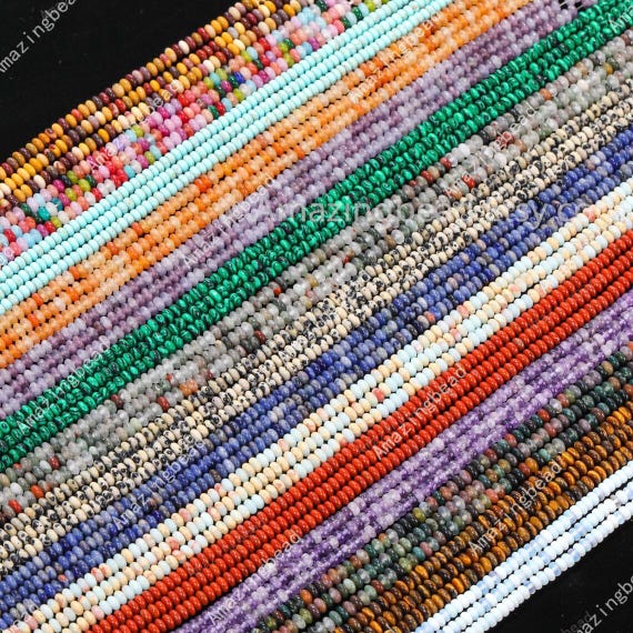 4mm Gemstone Heishi Beads, Crystal rondelle beads, Coins, Spacers, Flat round beads, Disc beads, Amethyst, Rose quartz for jewelry making.