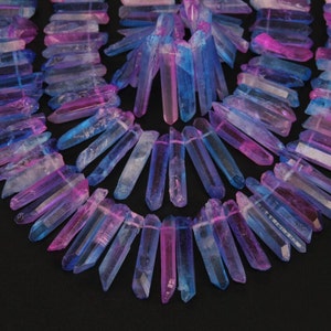 Natural Rose Quartz Graduated Slice Stick Beads - 15.5" Strand, 20-45mm - DIY Jewelry - View #3