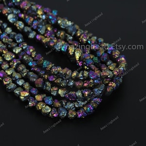 Tiny Mystic Titanium Rainbow Quartz Chip Loose Beads Craft Necklace Jewelry strand,Rough Rock Stones Raw Crystals Small Nuggets Pendants