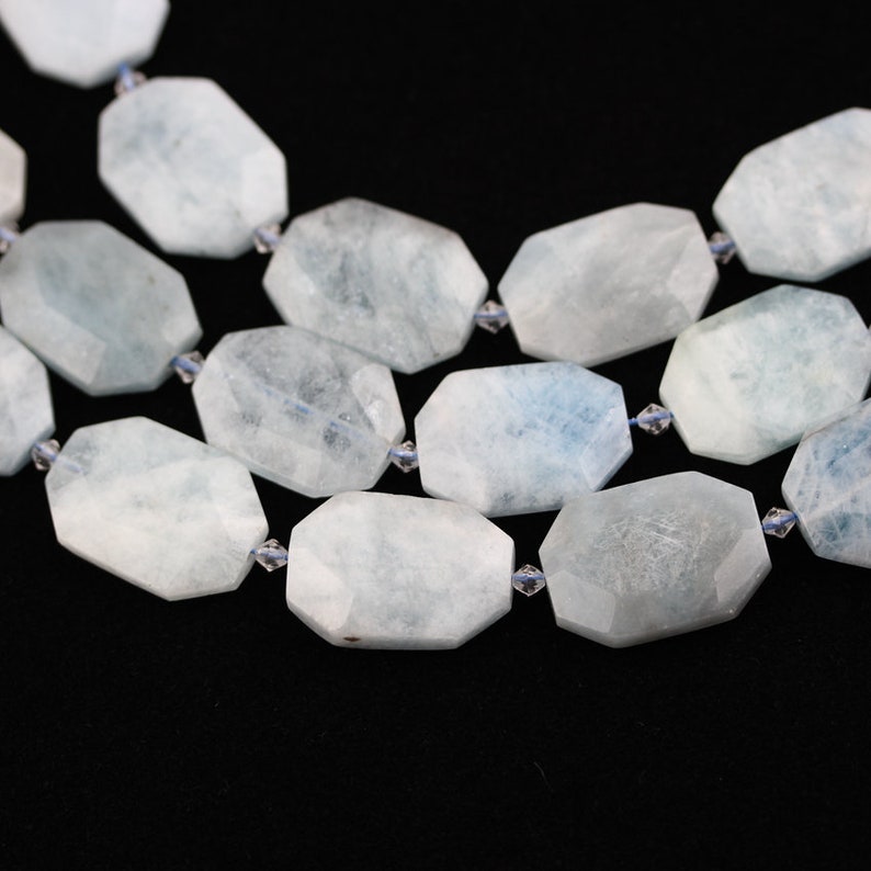Natural Blue Aquamarine Octangle Shape Beadsmiddle | Etsy