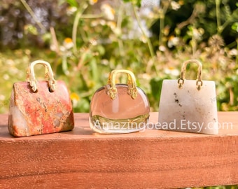 Mini monedero de cristal tallado de 1 pulgada - Colgante de bolso de cristal - Bolsos con piedras preciosas - Dije de collar para bolso - Decoración de cristal - Regalo para bolso de cristal para ella