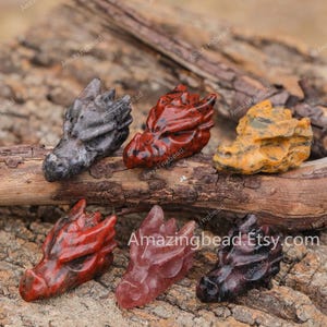 1.5 Inch 30 Kind Stone Dragon Head Statues,Hand Carved Crystal Dragon Skull Figurine Home Decor,Crystal Gemstone Animal Sculpture Gifts