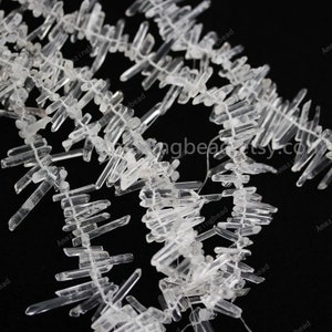 Polished Natural White Crystal Sticks Beads,Drilled Raw Quartz Stones Points Beads Jewelry Necklace