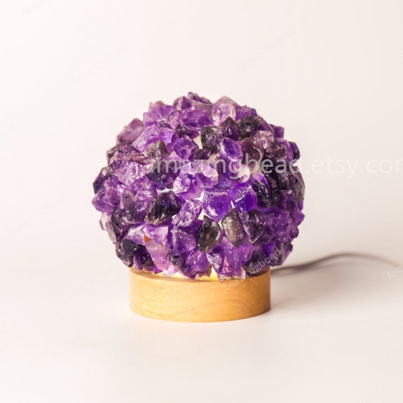 Rock Amethyst Light Decor,Purple Quartz Crystal Lamps Decor,Wedding Decor,Home Lighting Decor,Healing Crystal Charka Light,Birthday Gifts