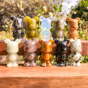 1.5Inch 14 Kind Crystal Bear Mini Figurine Cute Bear Gemstone Figurine Carved Crystal Carvings Crystal Animal Statue,Desk Decor Gifts