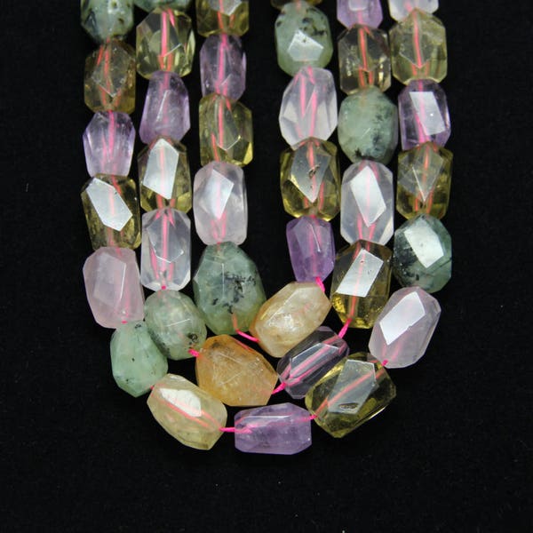 Wholesale Mixed Gemstone Faceted Nugget Beads,Raw Crystal Quartz Prehnite Loose Pendant Necklace DIY