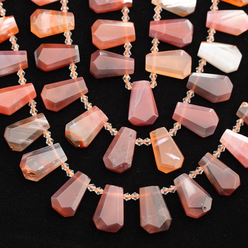 Smooth Faceted Natural Red Agate Slabs Beads,Top Drilled Raw Agate Slice Beads Charms Necklace