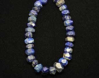 Full Strand,Drilled Natural Lapis Lazuli Nugget Beads Pendant Bulk,Polished Raw Lapis Lazuli Faceted Chunks Beaded Jewelry Making
