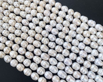 11-12mm Irregular Ellipse Rice Beads Cultured Fresh Weater pearl,Fresh Water Pearls Jewelry, Bridesmaid Party Gift,Strand Wholesale Supplier