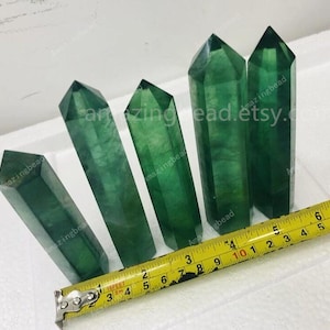 4-5.5inch Green Fluorite Tower.Hexagon Tower,Obelisk Crystal Stick Wands.Gemstones Tower.Crystal Quartz Point Decor Tower Supplies Jewelry