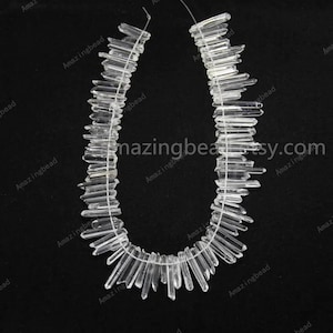 Approx 90PCS/str,Raw Natural Clear White Crystal Points Beads,Top Drilled,Polished Quartz Stone Pendant Jewelry