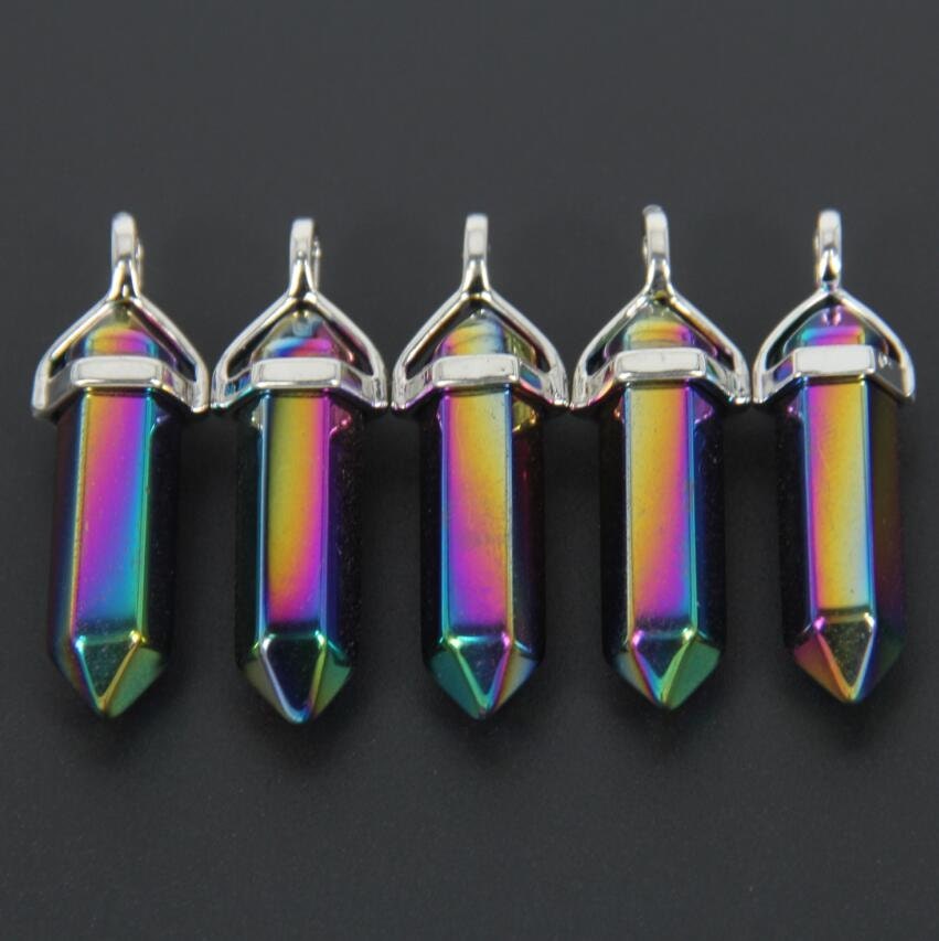Rainbow Mystic Titanium Quartz Faceted Hexagon Beads Craft Necklace B…