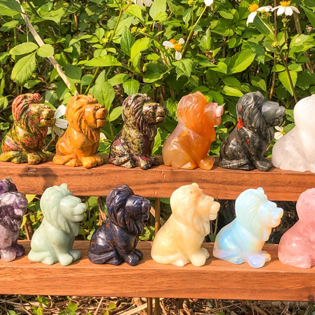 2.2 Inchcrystal Decor ,quartz Lion,carved Lion,crystal Carving,crystal