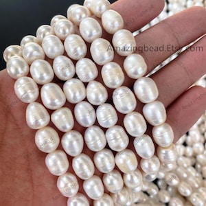 10-11mm Irregular Ellipse Rice Beads Cultured Fresh Weater pearl,Fresh Water Pearls Jewelry, Bridesmaid Party Gift,Strand Wholesale Supplier