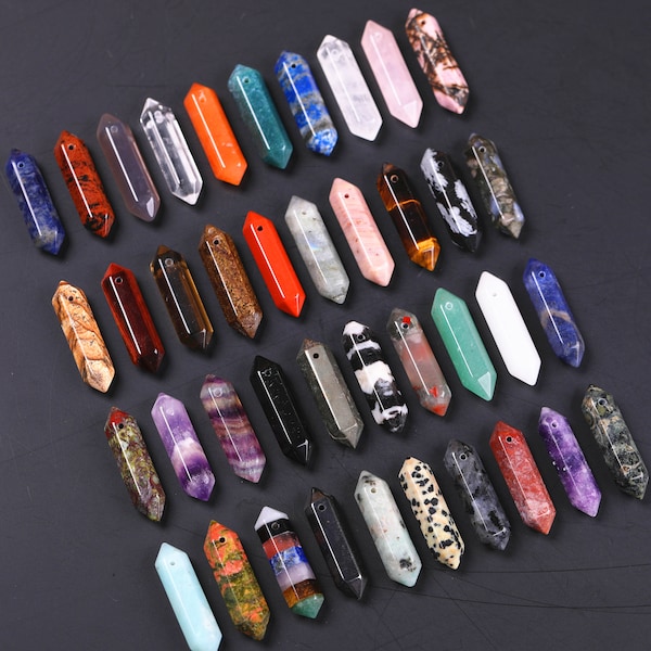 59 kinds,Top Drilled Crystal Point Beads,Healing Gemstone Pendant,Double points,Terminated Point Bead,Healing Crystal Beads Bulk Supplier