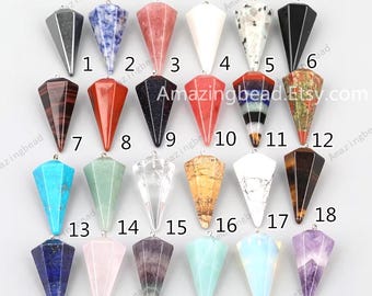 24 Art Stone, 1-10 Stück Großhandel Punkt Anhänger für Schmuckherstellung, facettierte Edelsteine Spike Stick Punkte Perlen Charme Handwerk Pendel Zubehör